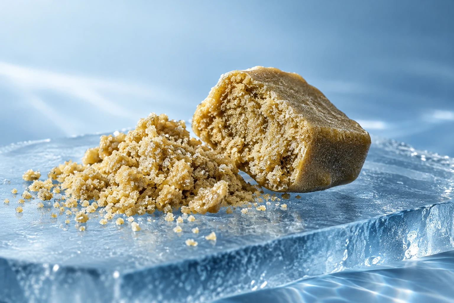 Mise en scène illustrative d’un dry sift CBD